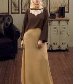 Brown Crepe Embroidered Kaftan Dress