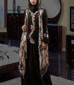 Black and multicoloured  Long sleeve modest Abaya
