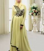 Lemon yellow Modest maxi dress Abaya