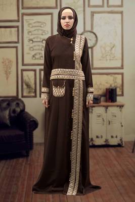 Brown and Beige Trendy Abaya 1