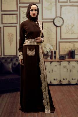 Brown and Beige Trendy Abaya 2