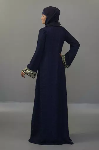 Arabian style full sleeve dark blue Abaya