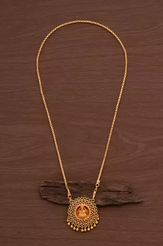 Golden necklace SHORT with small Laxmi pendant one gram gold