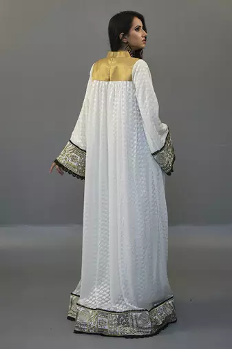 Off white thread work Abaya