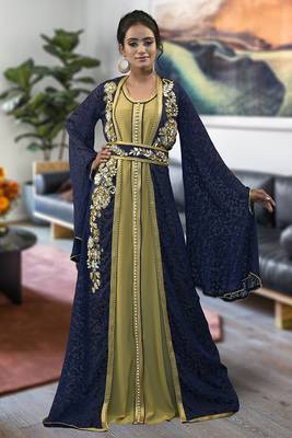 Dark blue moroccan style kaftan 1
