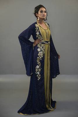 Dark blue moroccan style kaftan 2