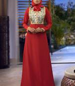 Red embroidered Abaya