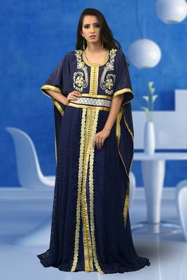 Embroidered work formal dark blue kaftan 1