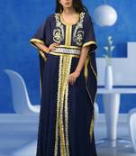 Embroidered work formal dark blue kaftan