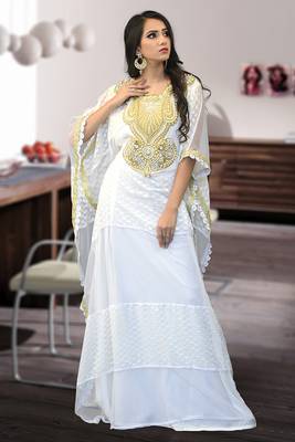 Modest free size kaftan off white 1