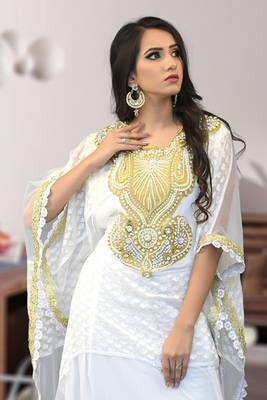Modest free size kaftan off white 2