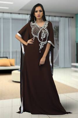 Modest muslim evening brown kaftan 1