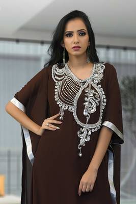 Modest muslim evening brown kaftan 2