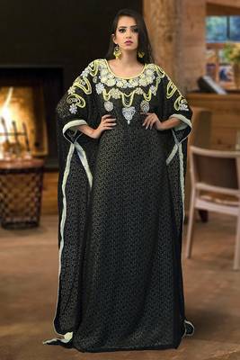 Black modest free size kaftan 2