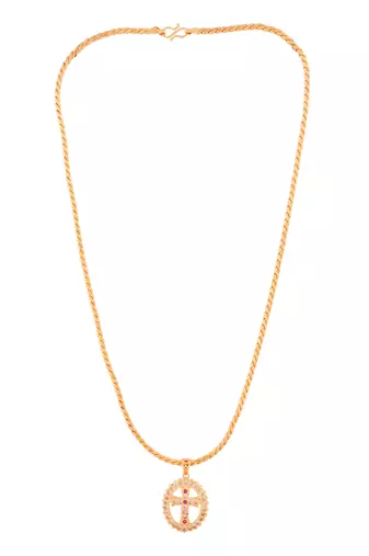 golden medium length mangalsutra with cross pendant – 1 gram gold
