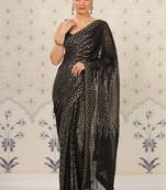 Black Heavy Georgette Sequence Embroidery Saree
