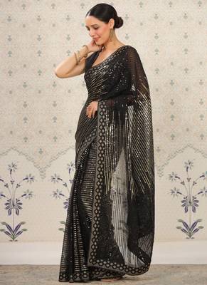 Black Heavy Georgette Sequence Embroidery Saree 2