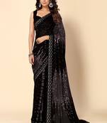 Balck Georgette Sequence Embroidery Saree