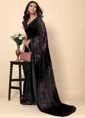 Balck Georgette Sequence Embroidery Saree 2