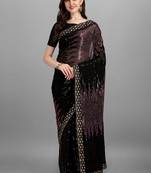 Purple Heavy Georgette Sequence Embroidery Saree