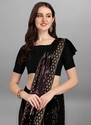 Purple Heavy Georgette Sequence Embroidery Saree 5