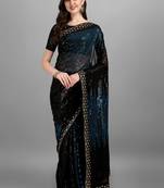 Blue Heavy Georgette Sequence Embroidery Saree