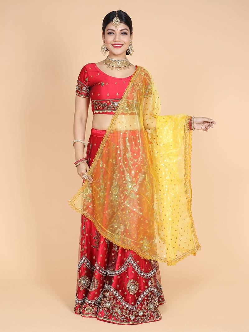 Namaskar Jacquard Embroidered Women Bridal Dupatta
