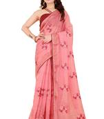 Pink Cotton Saree For Women With Blouse Sd29110