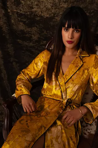 Nargis yellow robe dress