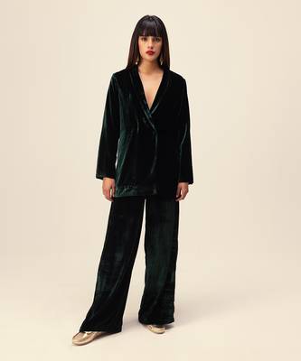 Emerald silk velvet co-ord set 1