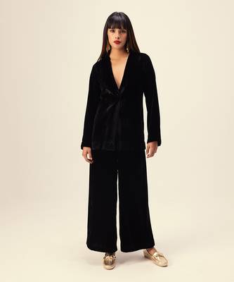 Black silk velvet co-ord set 1