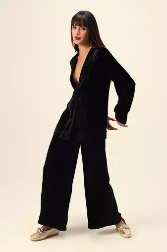 Black silk velvet co-ord set