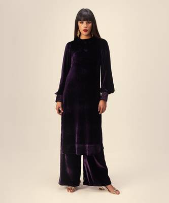 Purple silk velvet co-ord set 1