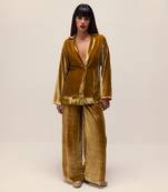 Golden yellow silk velvet co-ord set