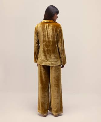 Golden yellow silk velvet co-ord set 4