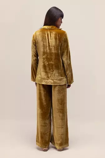 Golden yellow silk velvet co-ord set