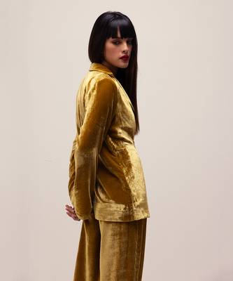 Golden yellow silk velvet co-ord set 5