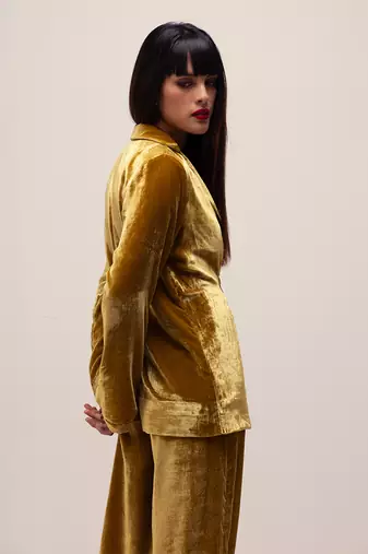 Golden yellow silk velvet co-ord set