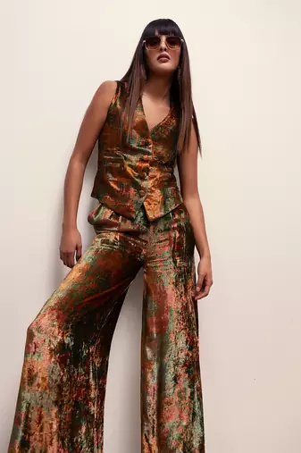 Nargis green waist coat set