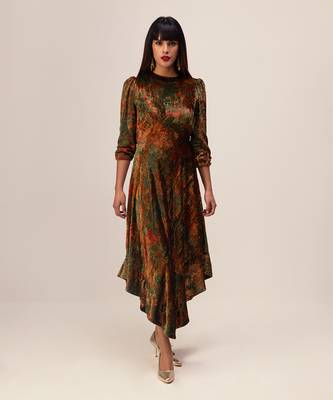 Nargis green asymmetric dress 2