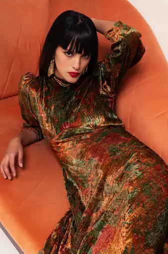 Nargis green asymmetric dress