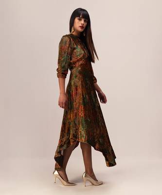 Nargis green asymmetric dress 5