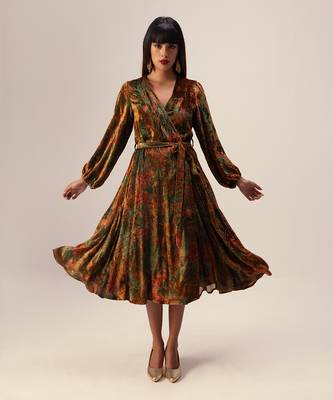 Nargis green wrap dress 2