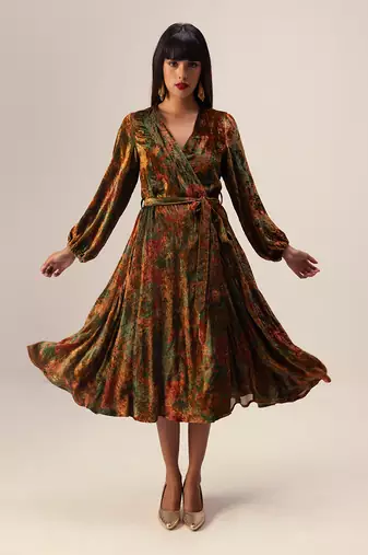 Nargis green wrap dress