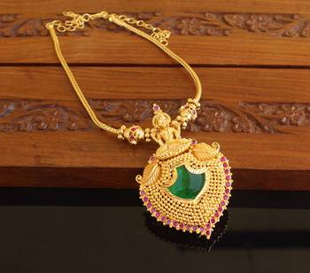 Kerala style gold platted lakshmi palakka necklace 1