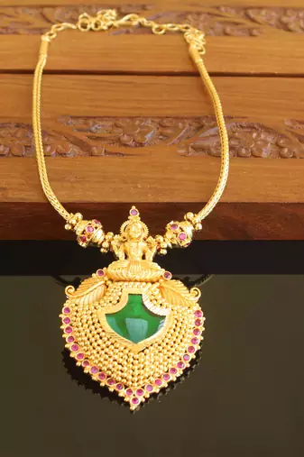 Kerala style gold platted lakshmi palakka necklace