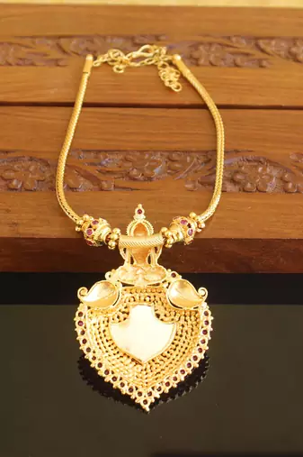 Kerala style gold platted lakshmi palakka necklace