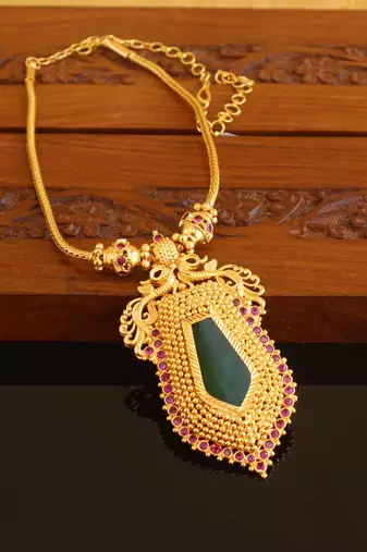 Kerala style gold platted nagapadam peacock palakka necklace