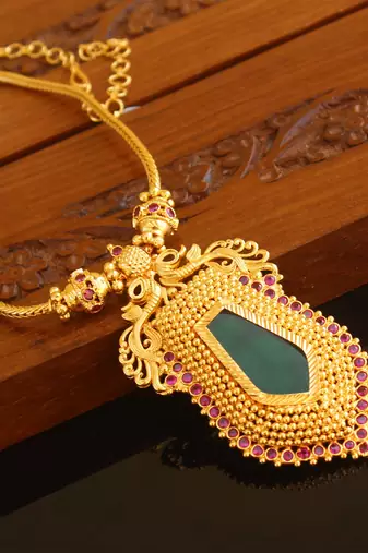 Kerala style gold platted nagapadam peacock palakka necklace