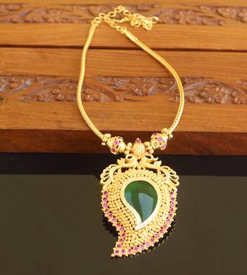 Kerala style gold platted mango peacock palakka necklace 1
